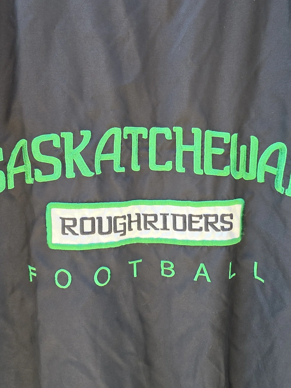VTG 90s Puma Saskatchewan Roughriders CFL Track Jacket Men's L Black Sewn